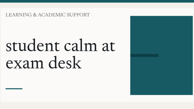 student calm at exam desk
