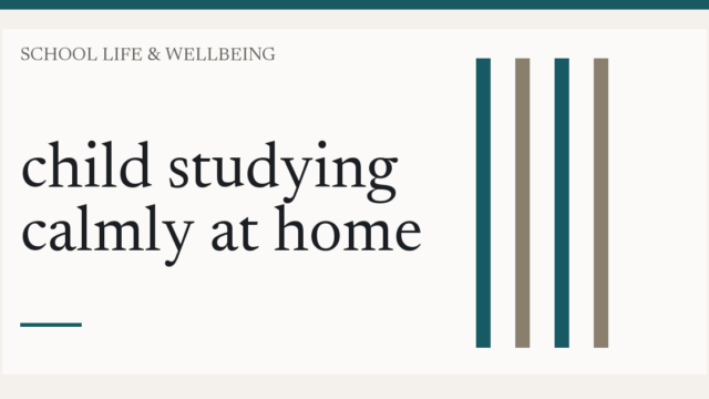 child studying calmly at home