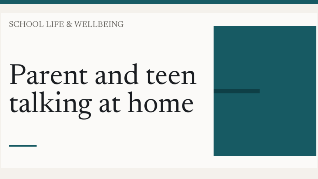 Parent and teen talking at home