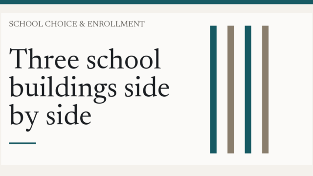 Three school buildings side by side